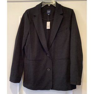 Gap Blazer Size Small Womens Black Relaxed Pointe Knit 2 Button Slit Pockets NEW